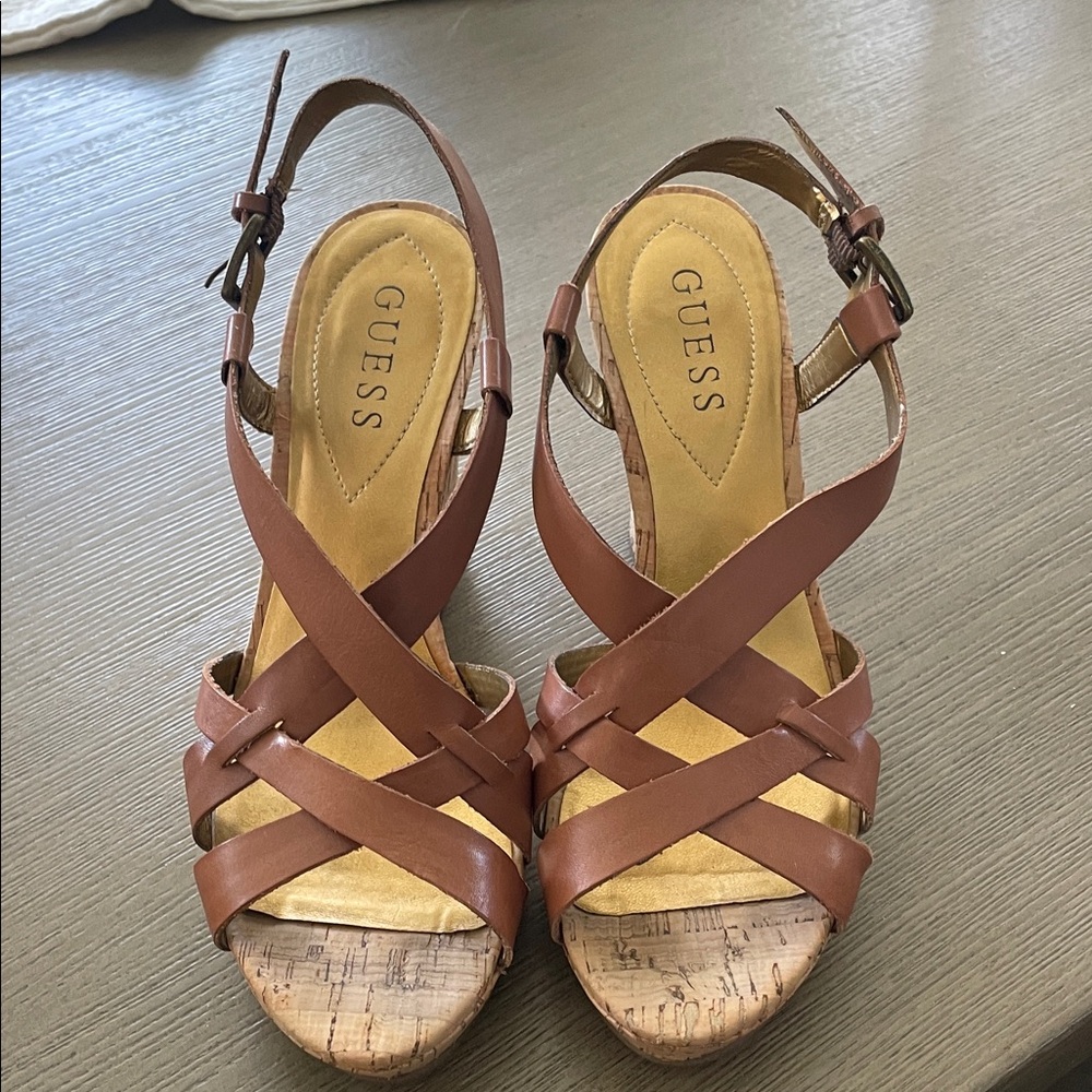 Guess Tan Strappy Sandals for Women
